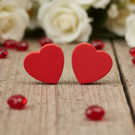 12mm Wood Heart Earrings