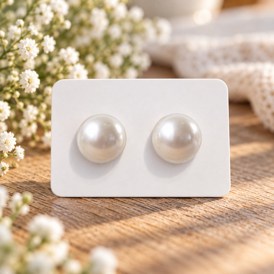 Half Round Imitation Pearl Earrings (11mm)