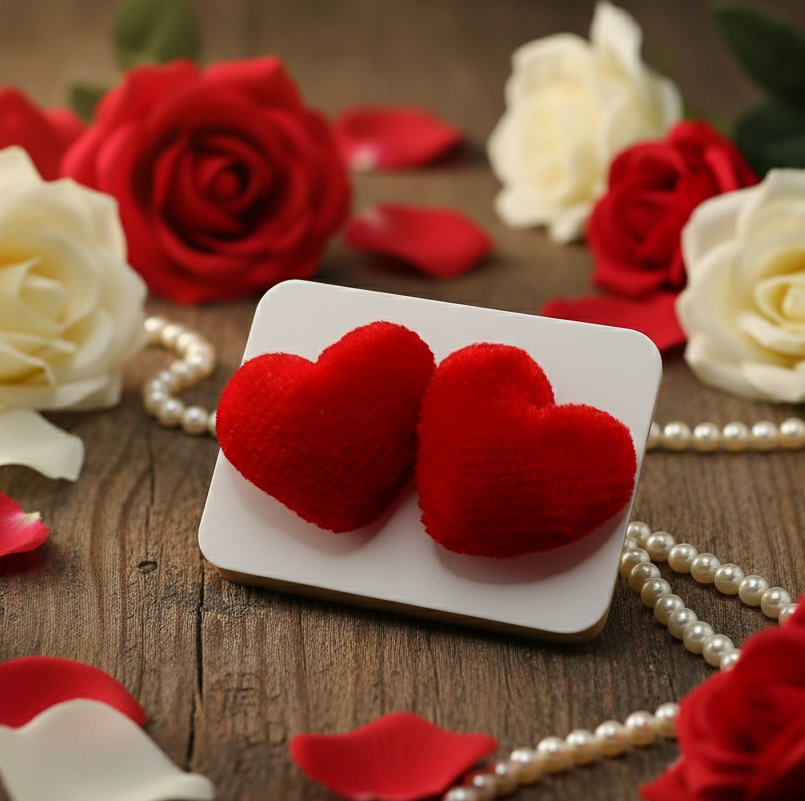 Red Velvet Heart Earrings