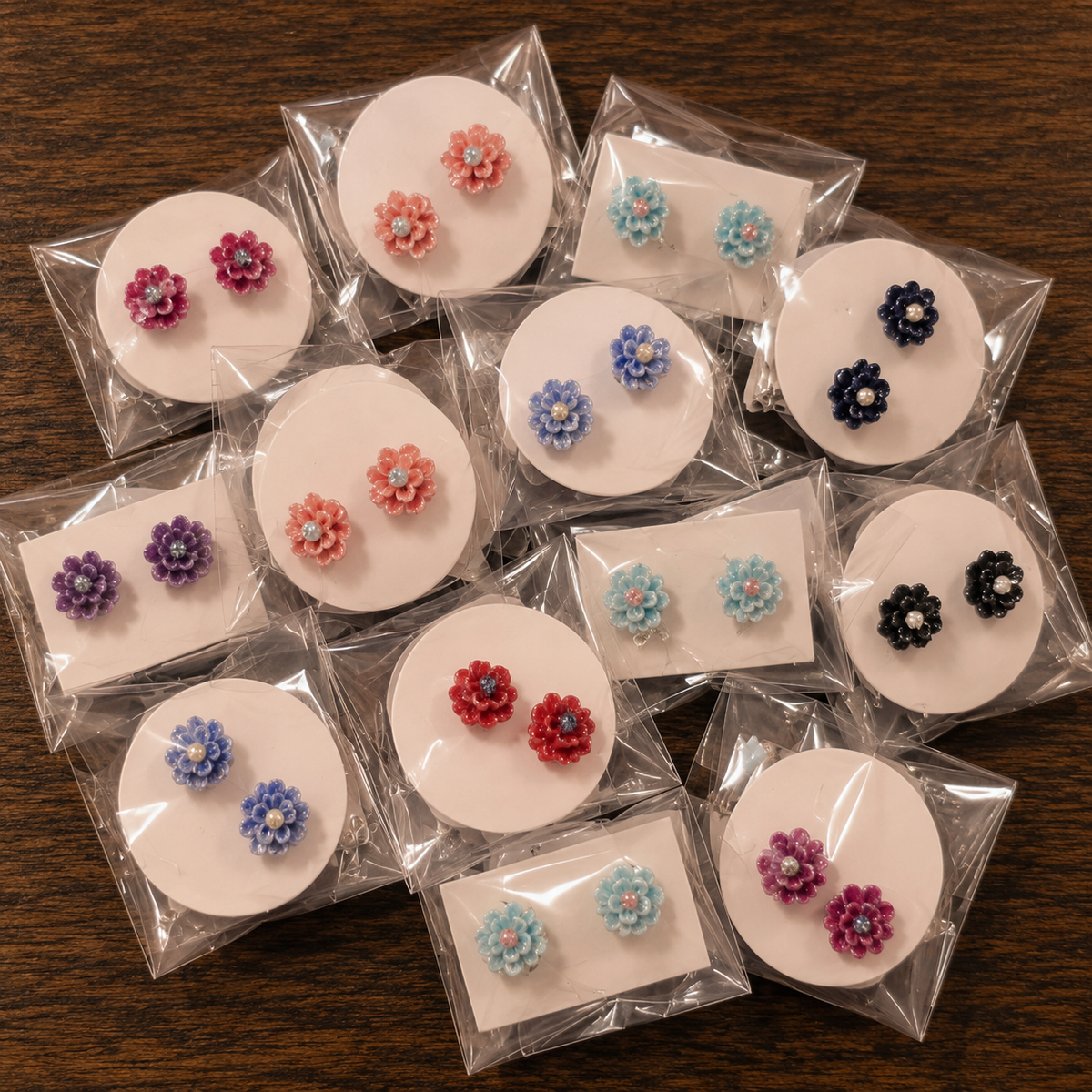 9mm Pearly Flower Earrings