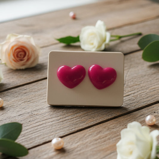 Hot Pink Heart Earrings (14mm)