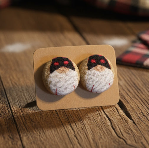 Gnome Fabric Button Stud Earrings (16mm)