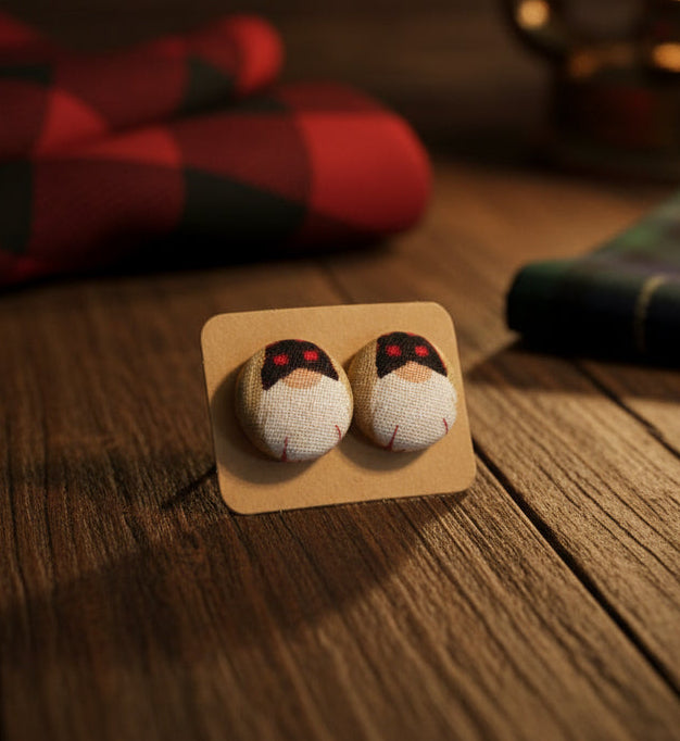 Gnome Fabric Button Stud Earrings (16mm)
