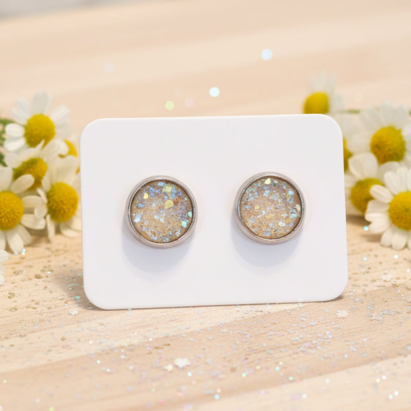 10mm Champagne Imitation Druzy Earrings