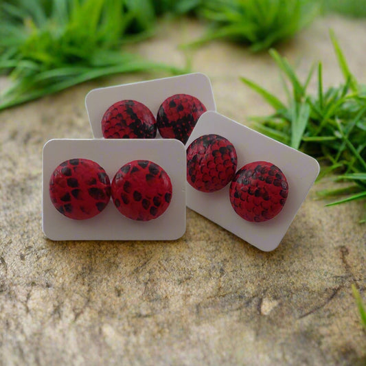 Reptile Pattern Imitation Leather Earrings (15mm)
