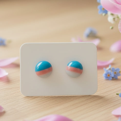 Pastel Stripes Glass Earrings (7mm)
